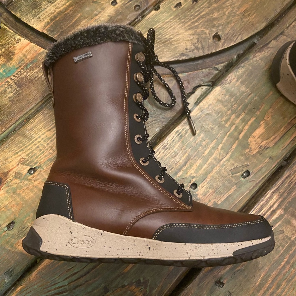 Chaco Borealis Tall Waterproof Boot - Women's Brown Leather Lace Up - Picture 7 of 14